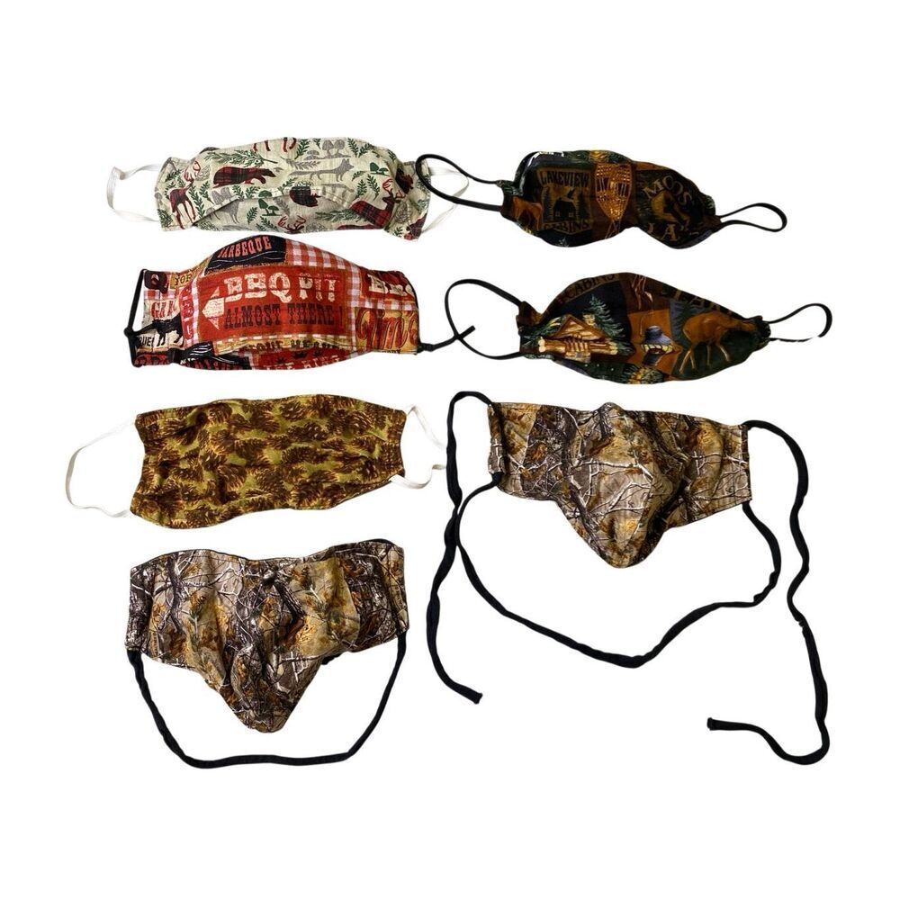 Handmade Fabric Face Masks Hunting Cabin BBQ Reusable Lot Of 7 Work Workwear